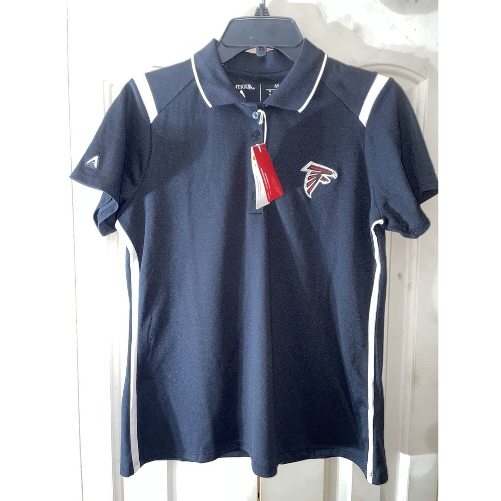 Antigua NFL Atlanta Falcons Licensed Polo Shirt Womens M Black NWT